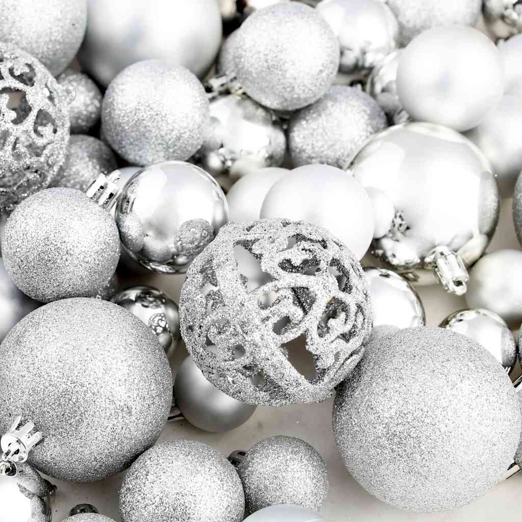 Julgranskulor 100 delar set 3/4/6 cm silver