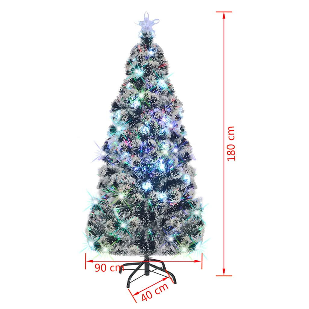 Förbelyst julgran med fot och LED 180 cm fiberoptik