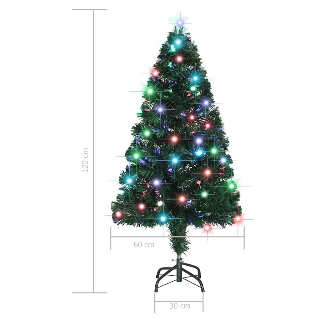 Förbelyst julgran med fot och LED 120 cm fiberoptik