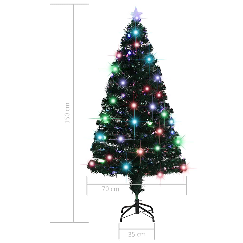 Förbelyst julgran med fot och LED 150 cm fiberoptik