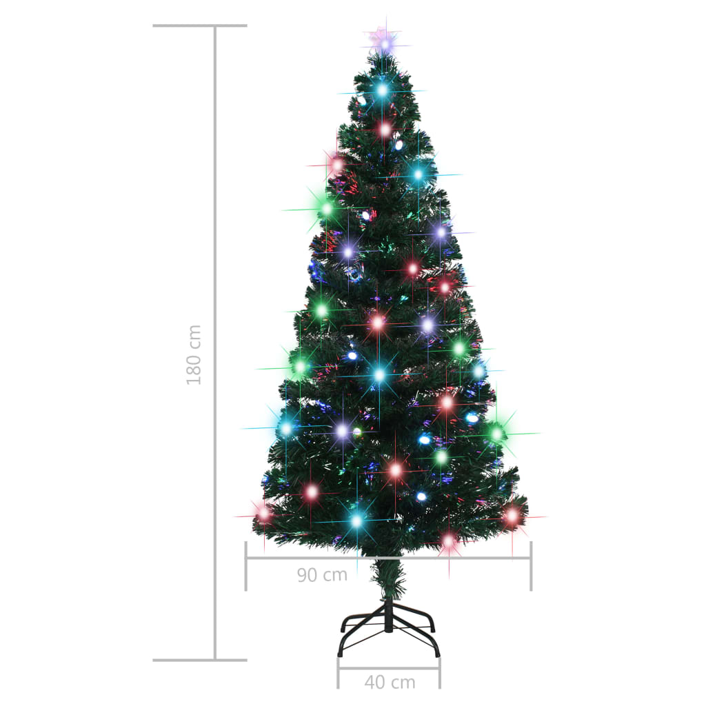 Förbelyst julgran med fot och LED 180 cm fiberoptik