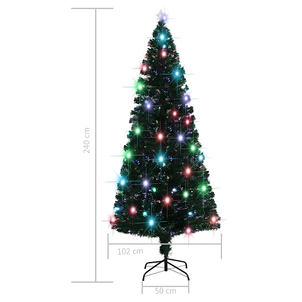 Förbelyst julgran med fot och LED 210 cm fiberoptik