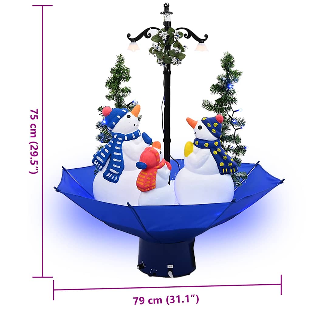 Julgran med snö och paraplybas blå 75 cm PVC