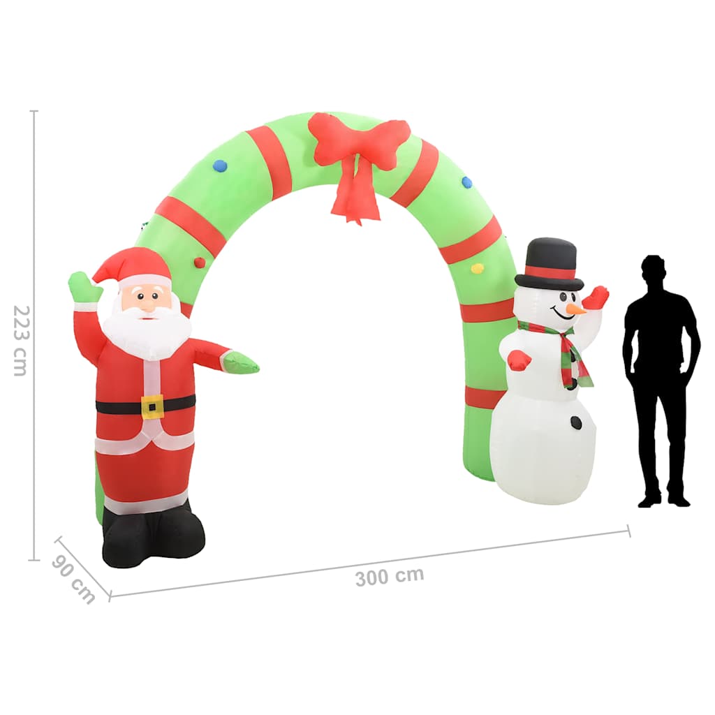 Uppblåsbar juldekoration jultomte & snögubbe LED 223 cm