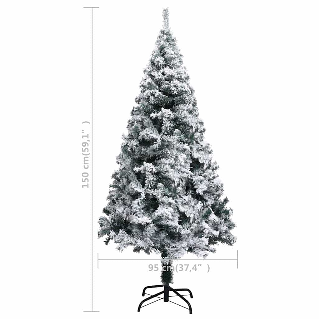 Plastgran med snö grön 150 cm PVC