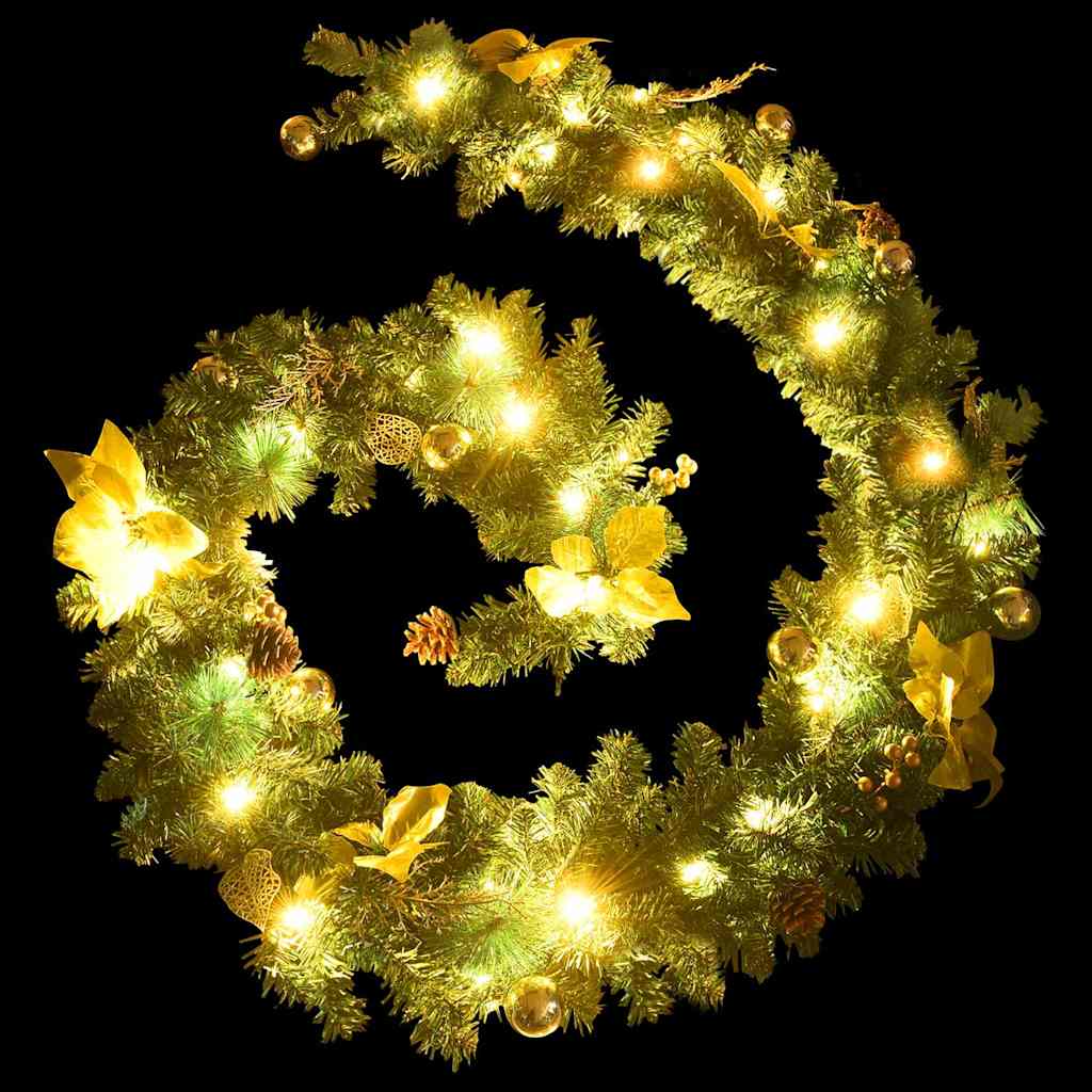 Julgirlang med LED-lampor grön 2,7 m PVC