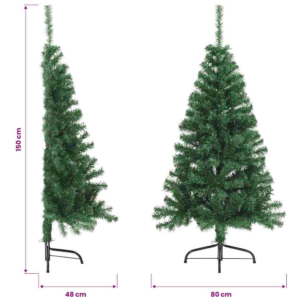 Halv plastgran med fot grön 150 cm PVC