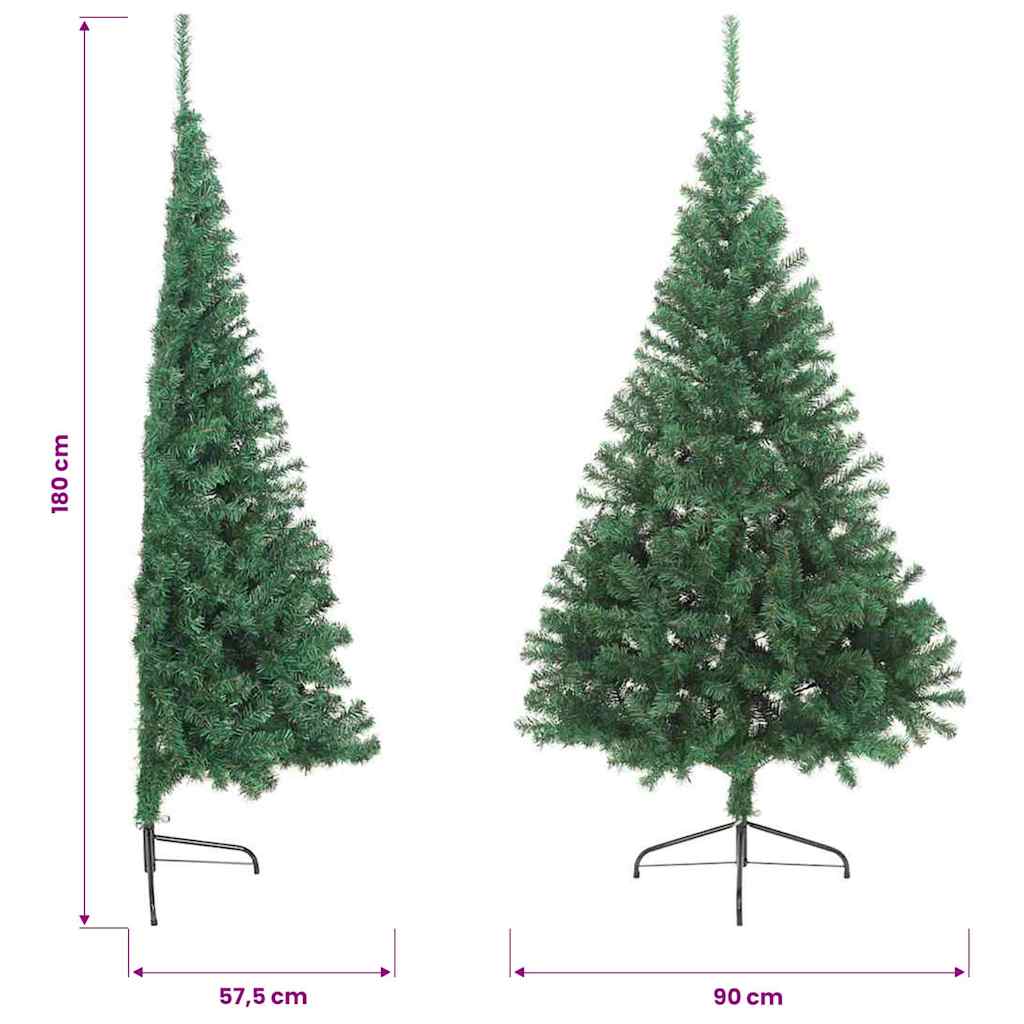 Halv plastgran med fot grön 180 cm PVC