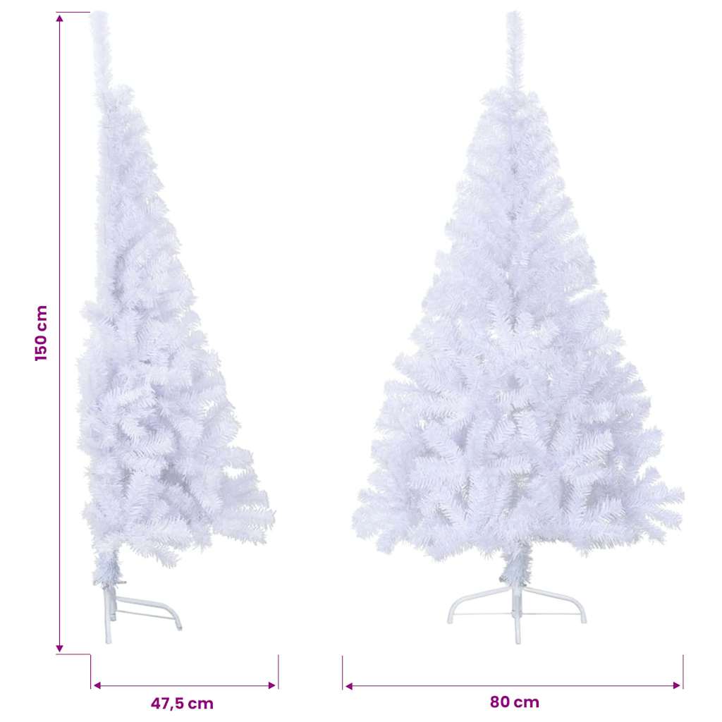 Halv plastgran med fot vit 150 cm PVC