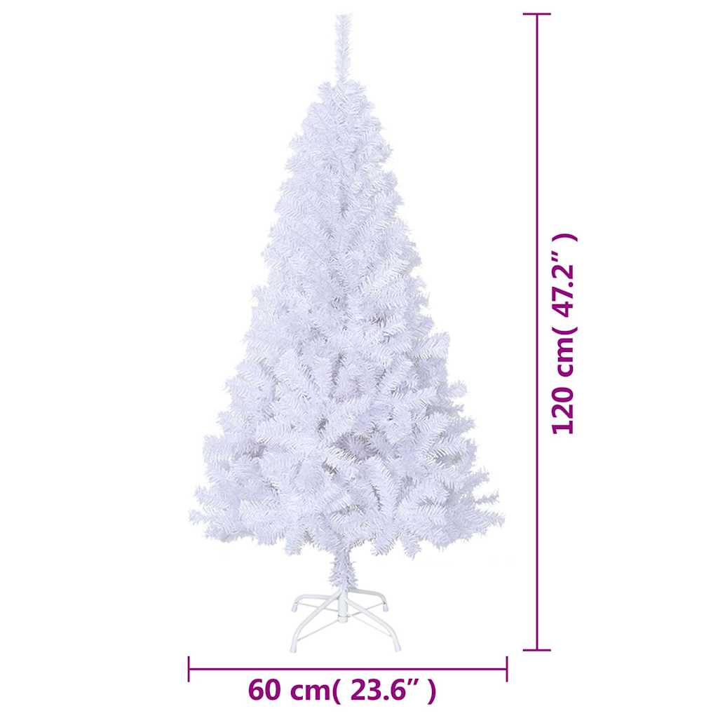 Plastgran med tjocka grenar vit 120 cm PVC