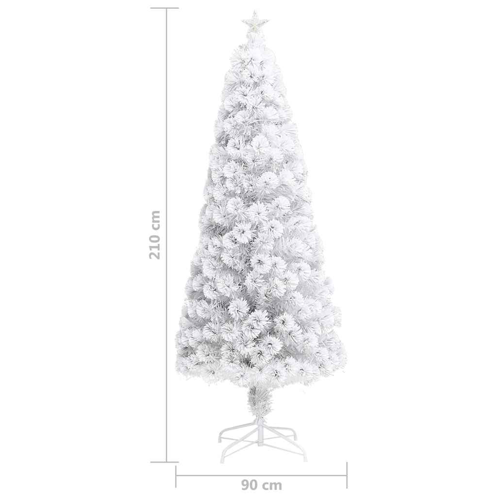 Belyst plastgran vit 210 cm fiberoptik