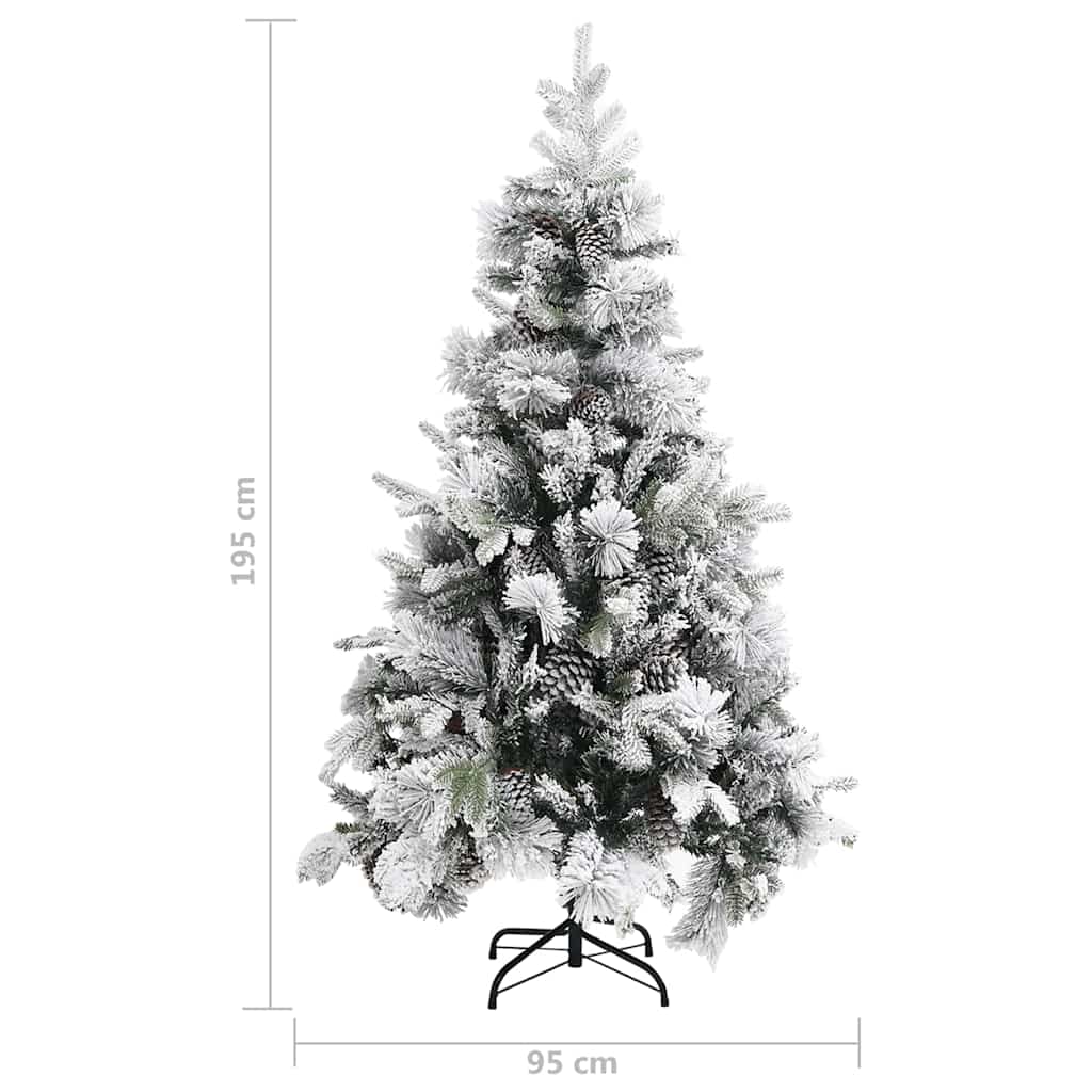 Plastgran med snö och kottar 195 cm PVC&PE