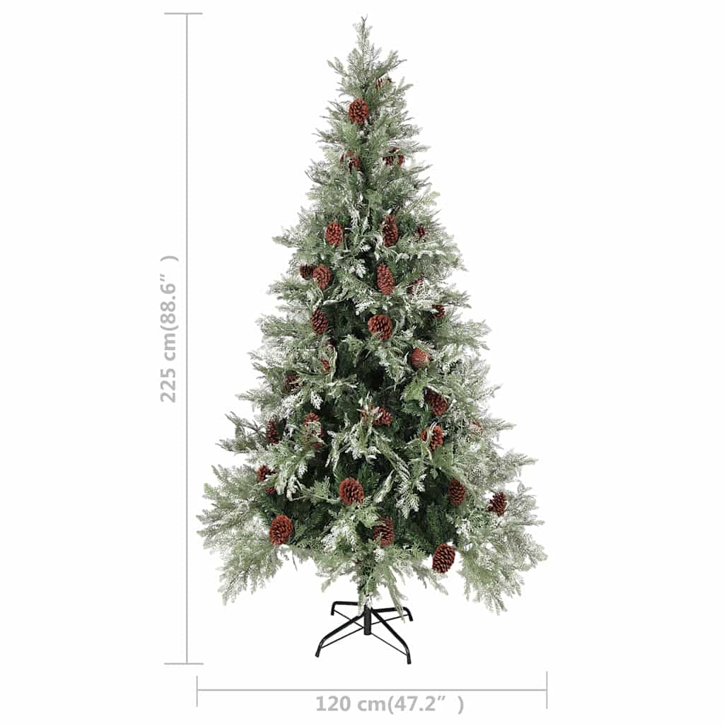 Plastgran och kottar grön och vit 225 cm PVC&PE