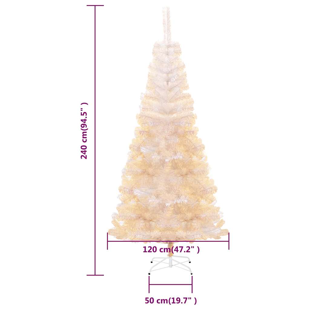 Plastgran med regnbågsskimrande grenar vit 240 cm PVC