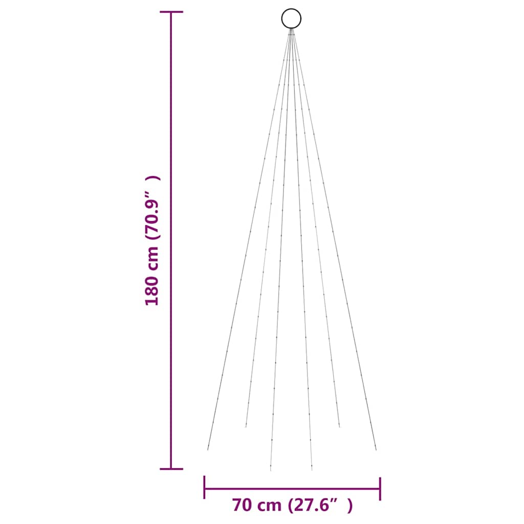 Julgran på flaggstång varmvit 108 LEDs 180 cm