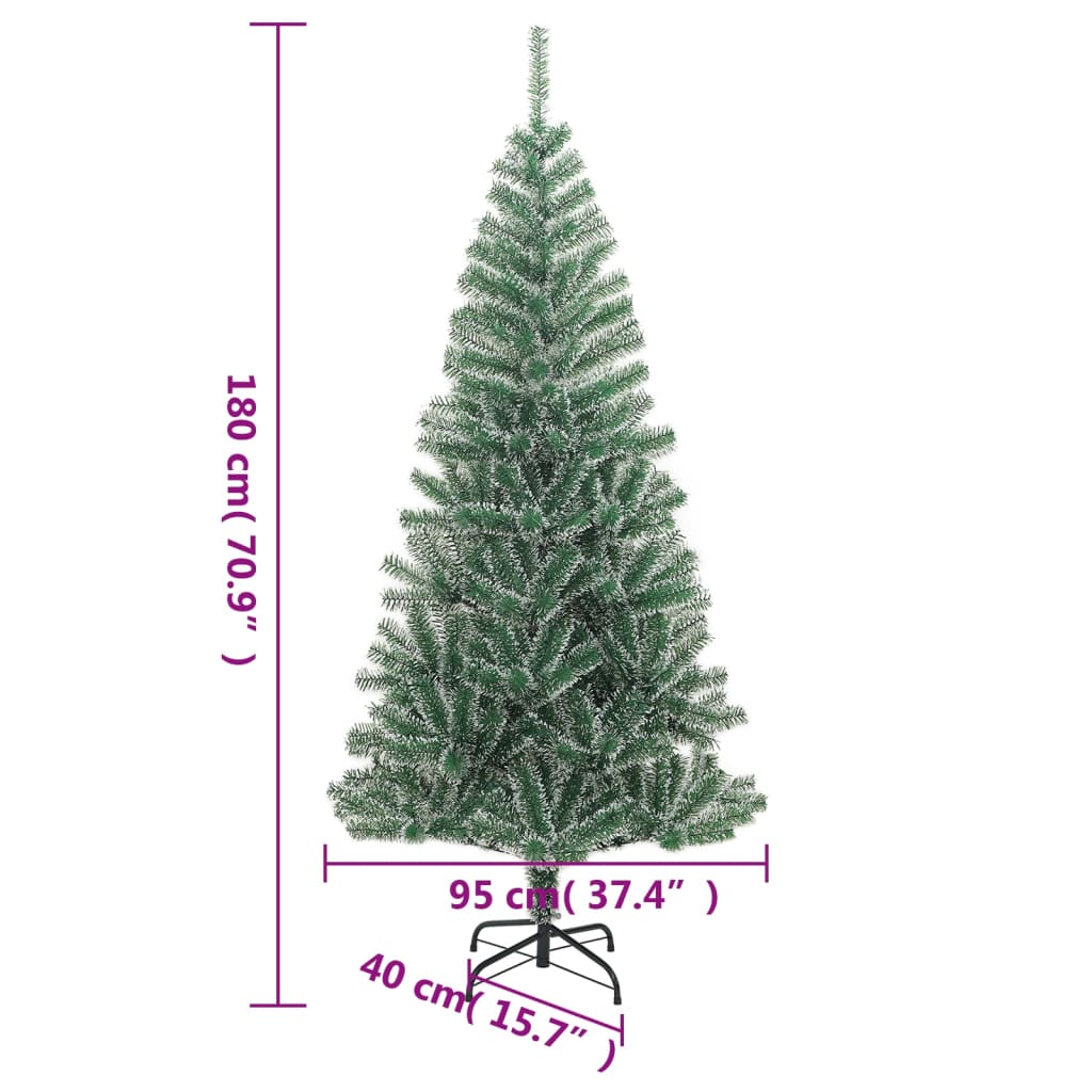 Plastgran med snö grön 180 cm
