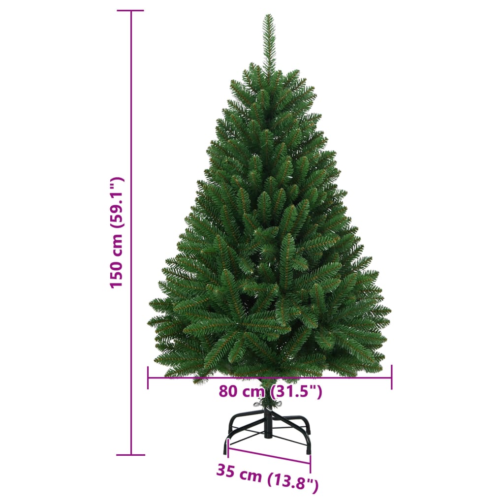Plastgran med stativ gångjärn grön 150 cm