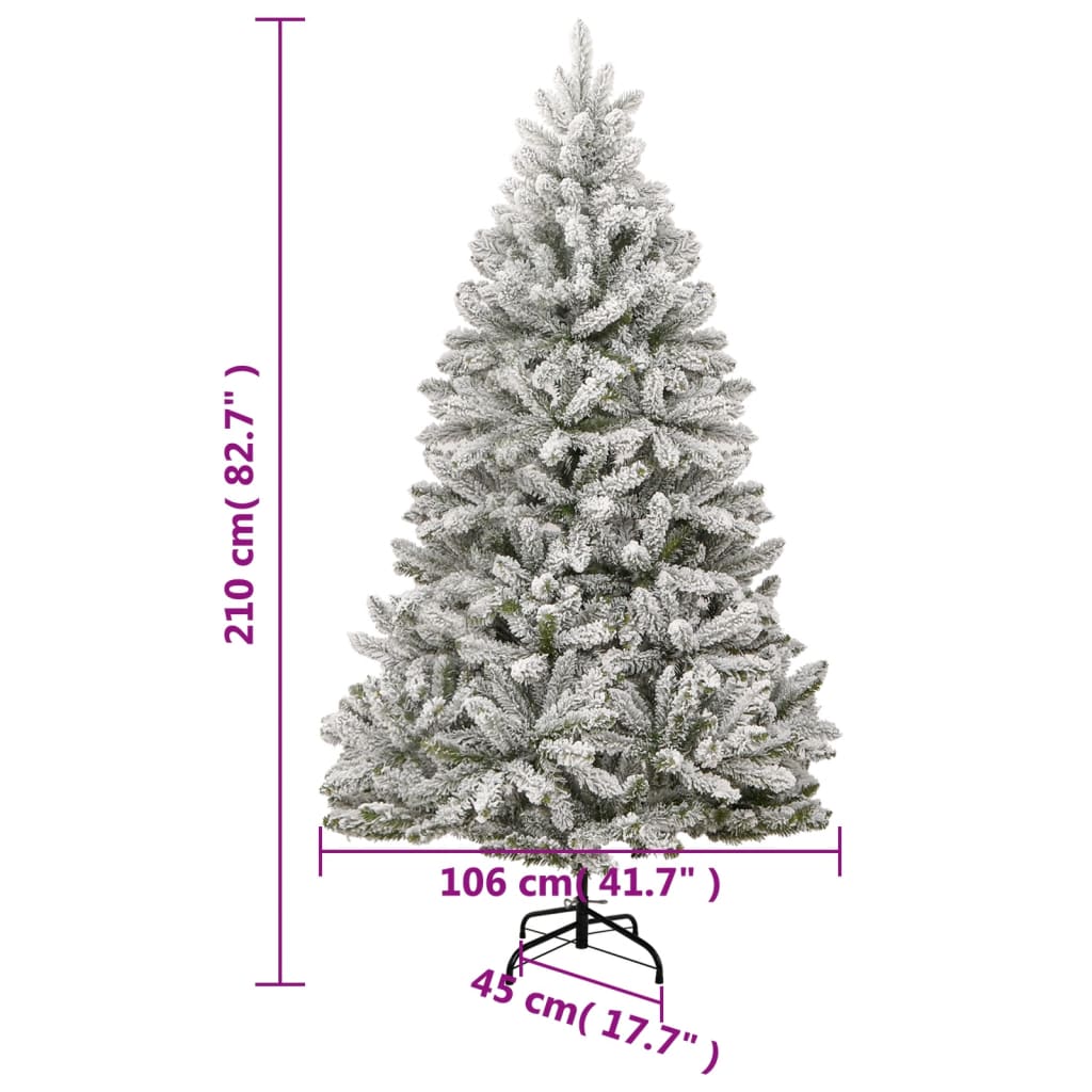 Plastgran med snö gångjärn 210 cm