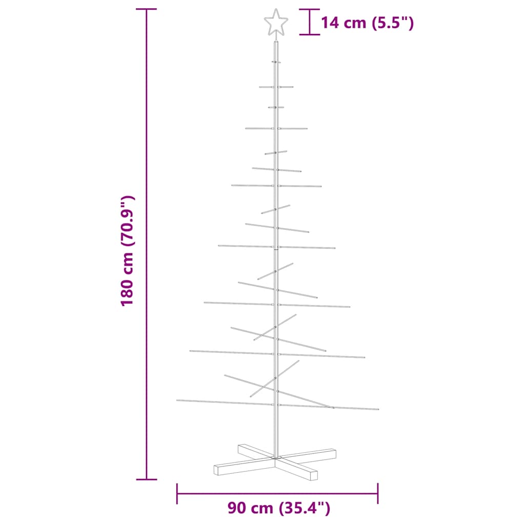 Julgran i metall med träfot svart 180 cm