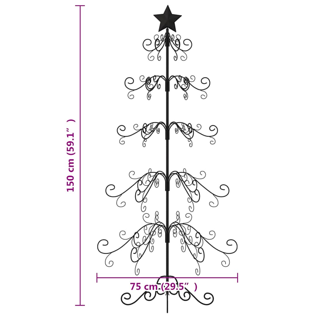 Julgran i metall svart 150 cm