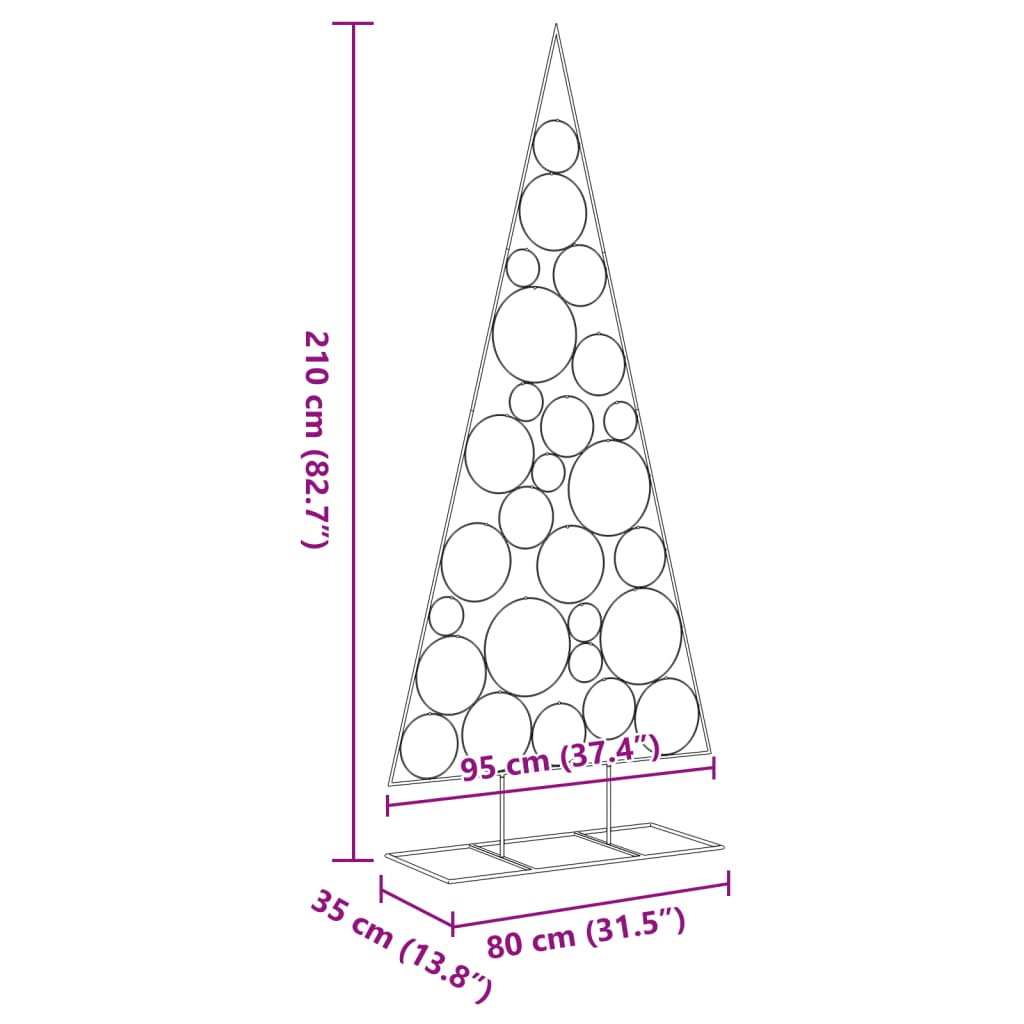 Julgran i metall svart 210 cm