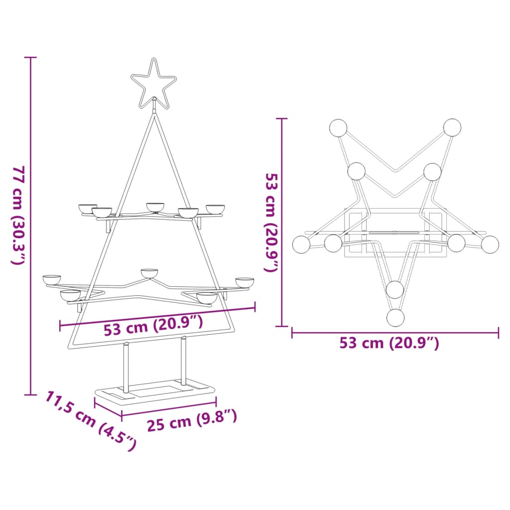 Julgran i metall svart 75 cm