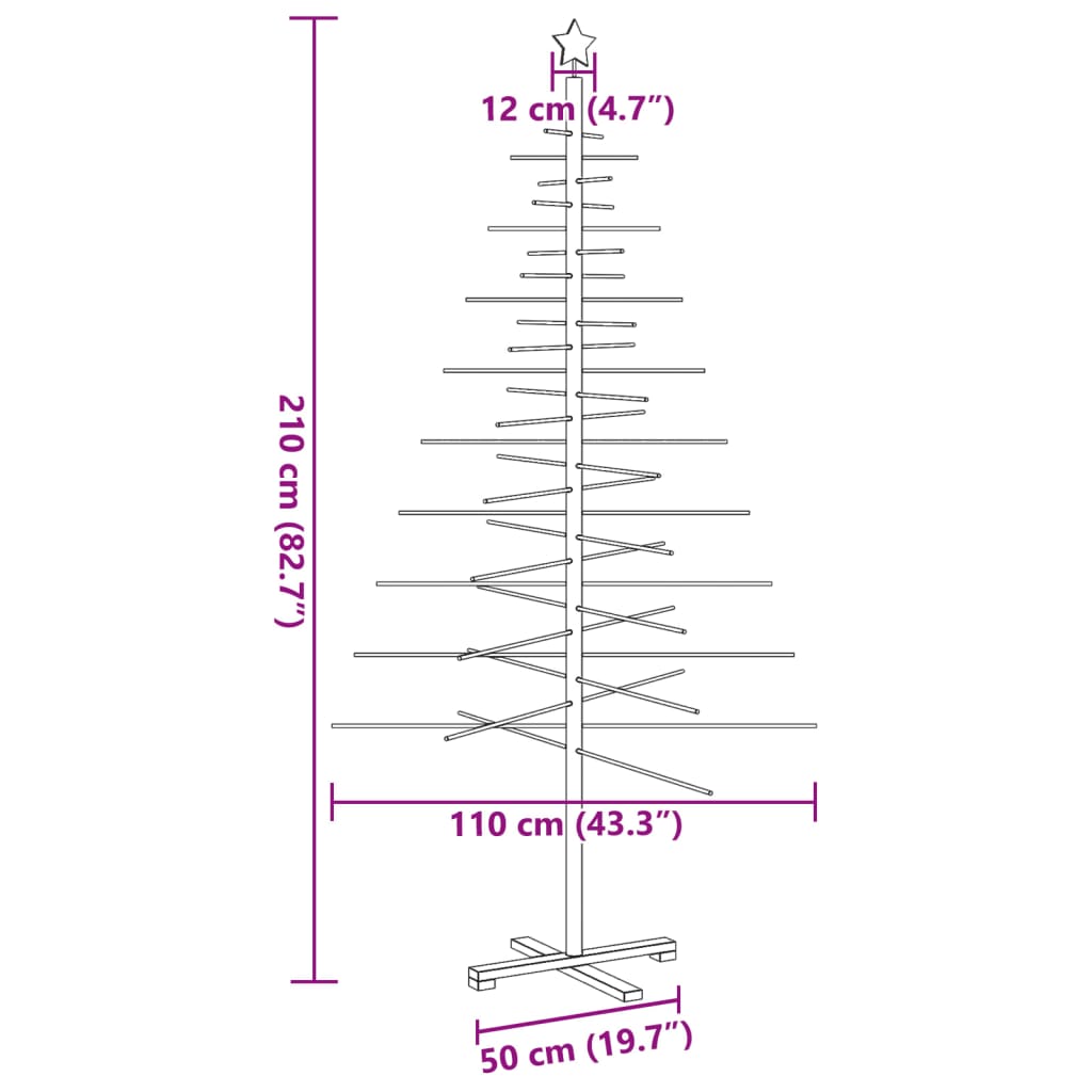 Julgran i trä 210 cm massiv furu