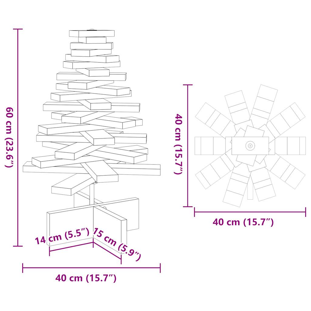 Julgran trä vaxbrun 60 cm massiv furu