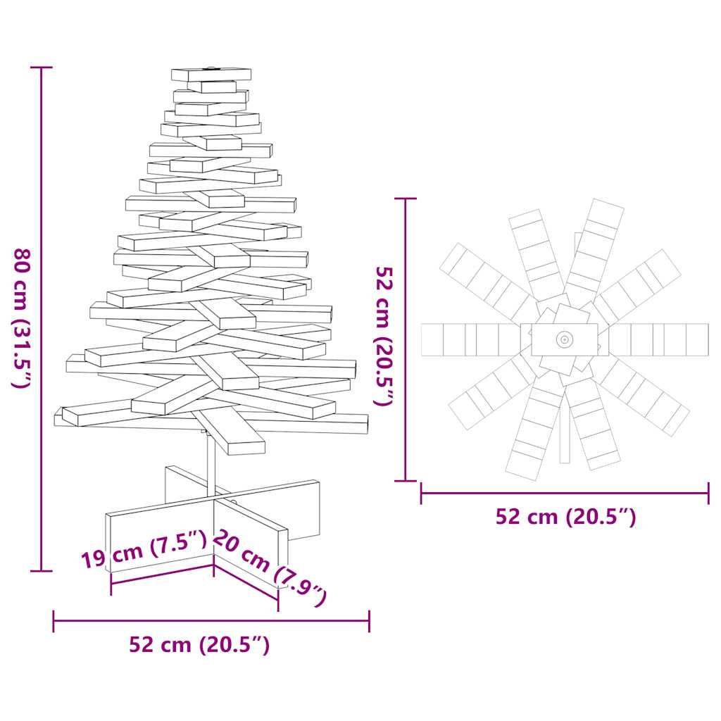 Julgran trä vit 80 cm massiv furu