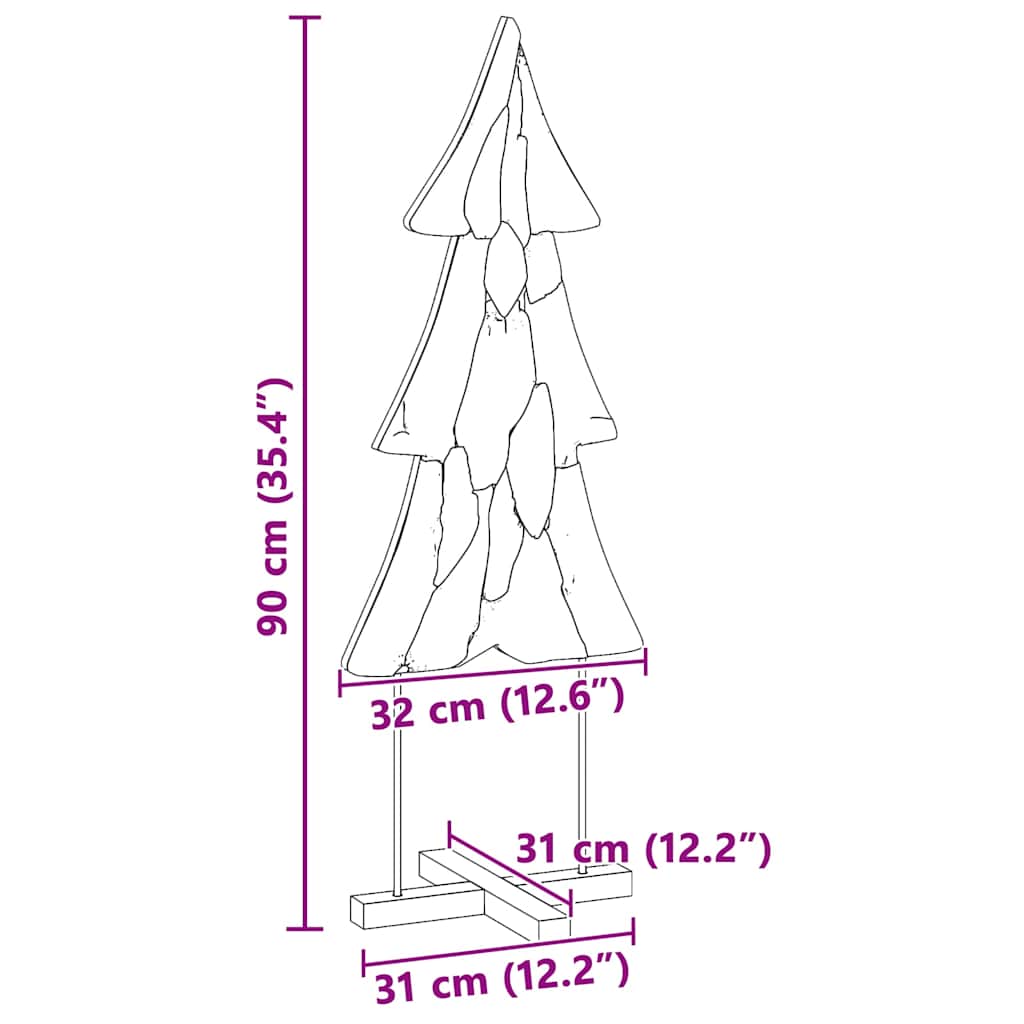 Julgran med stativ Brun 90 cm Massivt teakträ