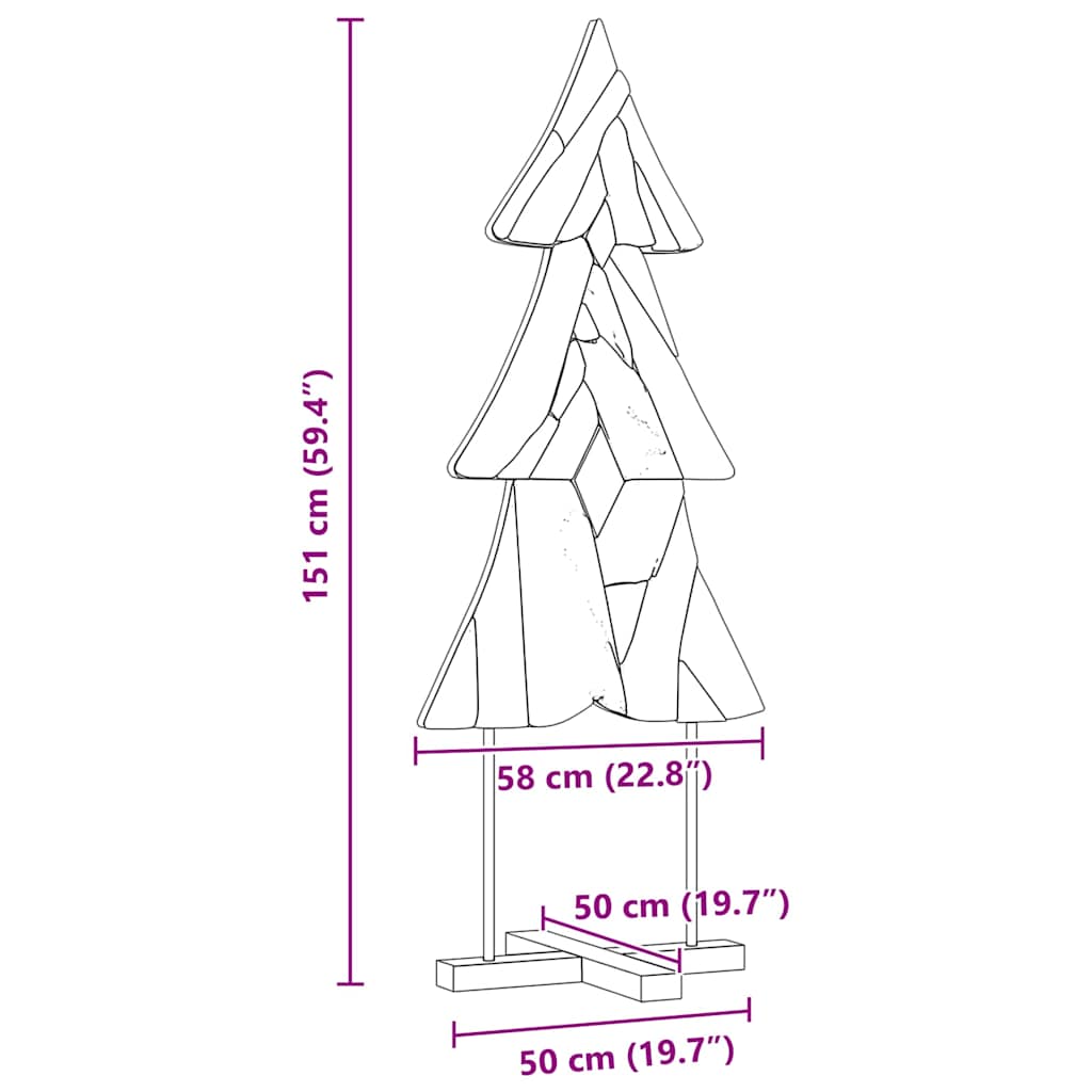 Julgran med stativ Brun 151 cm Massivt teakträ
