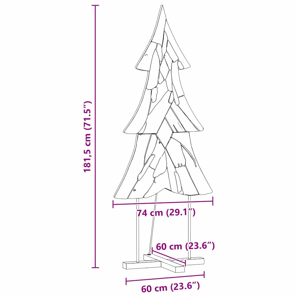 Julgran med stativ Brun 181,5 cm Massivt teakträ