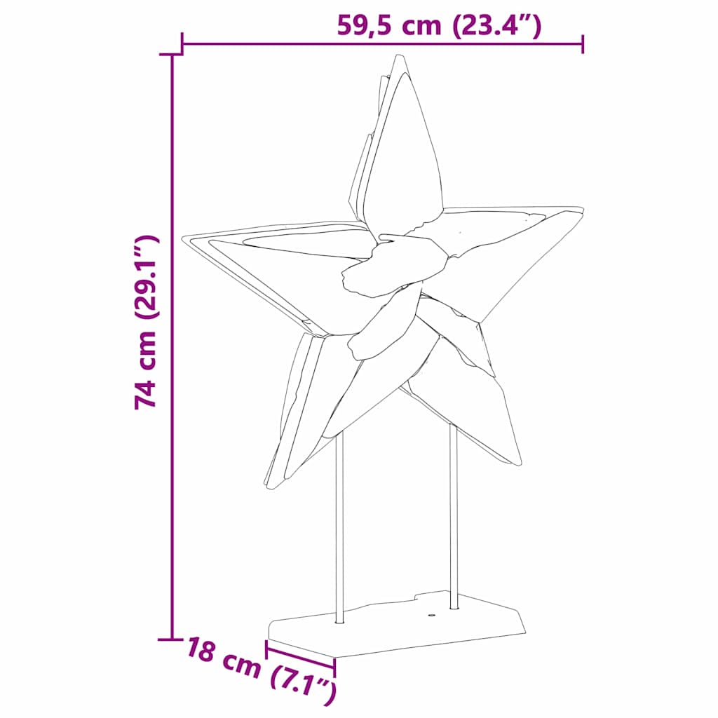 Julstjärna LED-lampor Brun 59,5 x 18 x 74 cm Massivt teakträ