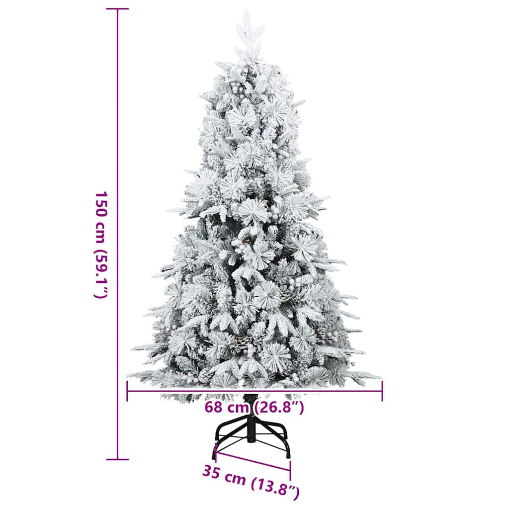 Konstgjord Vikbar Julgran Snö Flocked Vit 150 cm