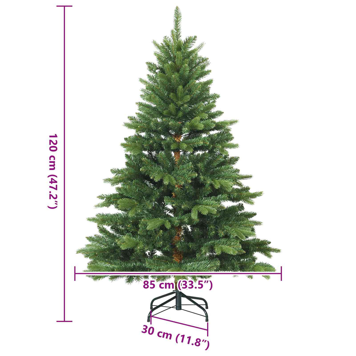 Plast Hingad Julgran med stativ Grön 120 cm PVC, PE och stål