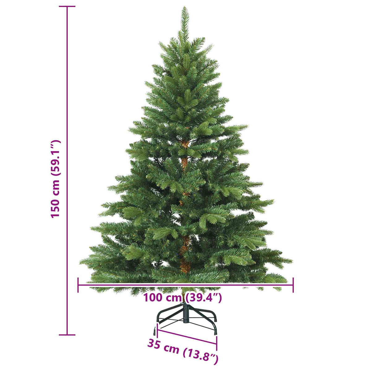 Plast Hingad Julgran med stativ Grön 150 cm PVC, PE och stål