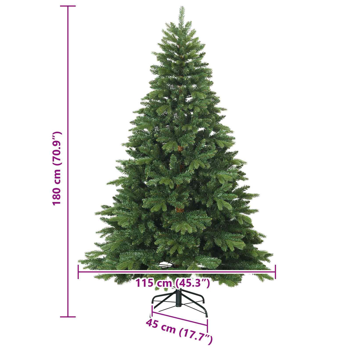 Plast Hingad Julgran med stativ Grön 180 cm PVC, PE och stål