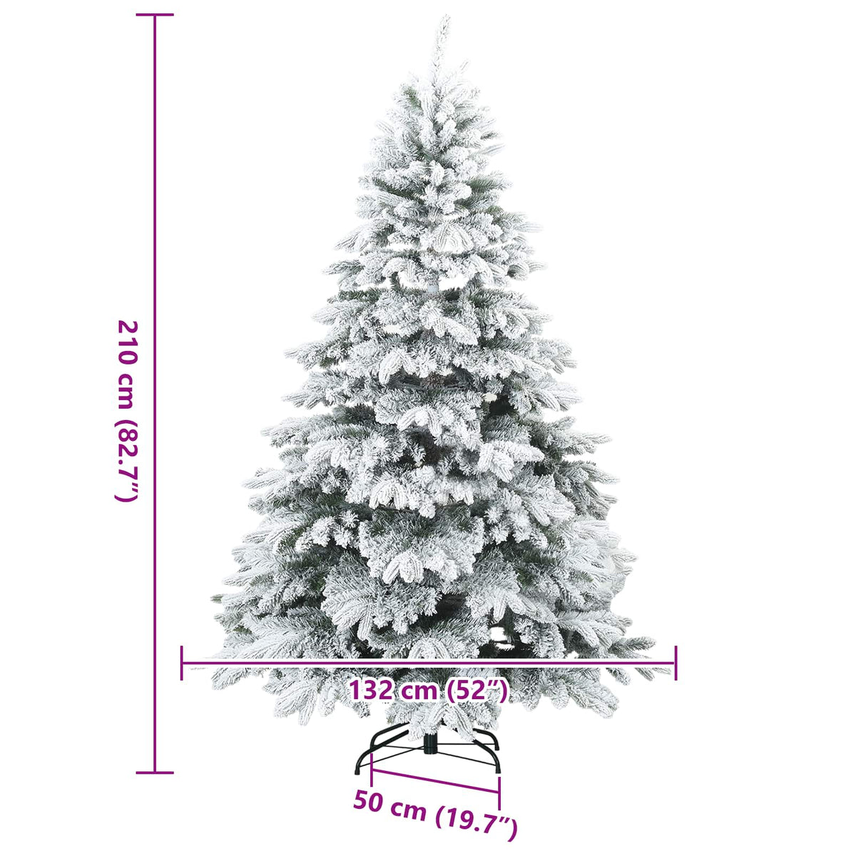 Konstgjord Vikbar Julgran Snö Flocked med stativ Vit 210 cm