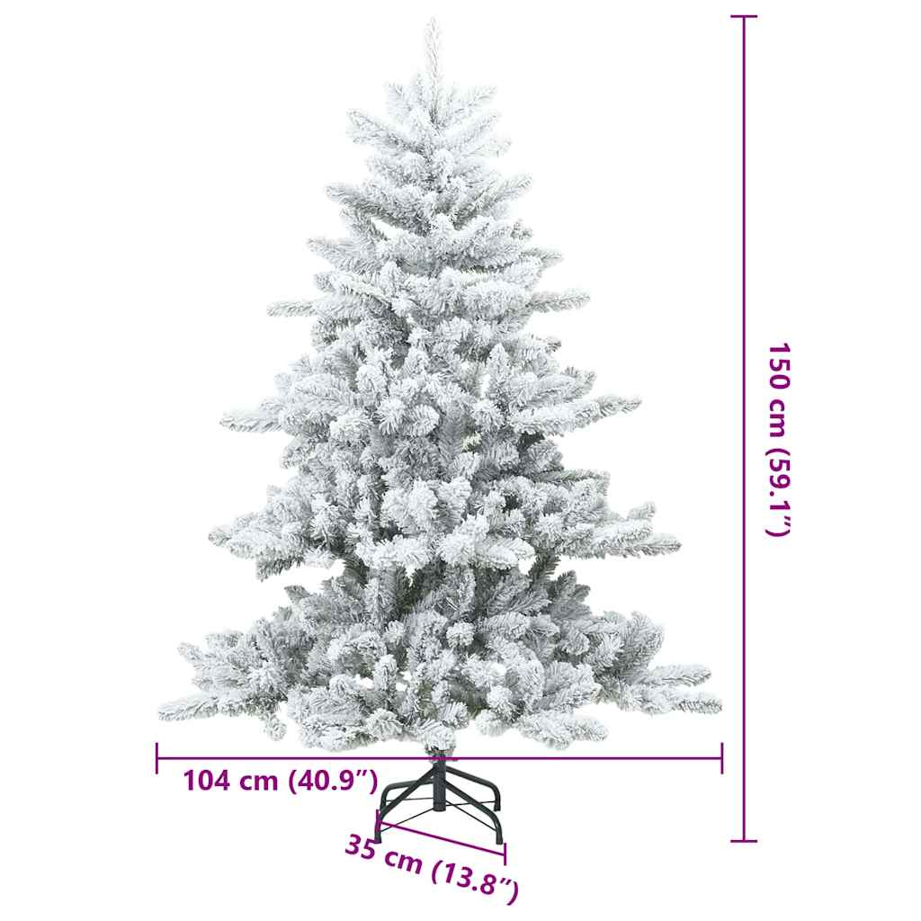 Konstgjord Vikbar Julgran Snö Flocked Vit 150 cm PVC, stål