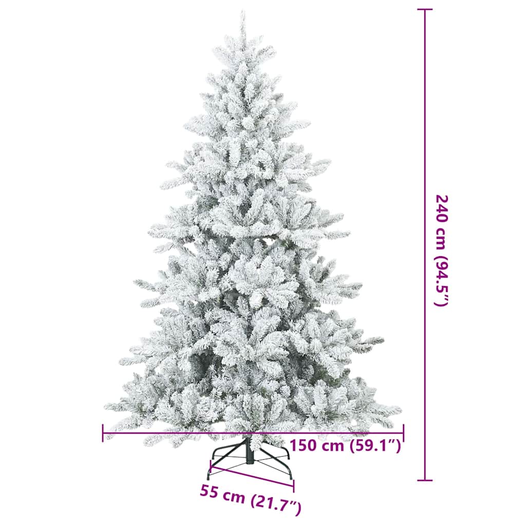 Konstgjord Vikbar Julgran Snö Flocked Vit 240 cm PVC, stål
