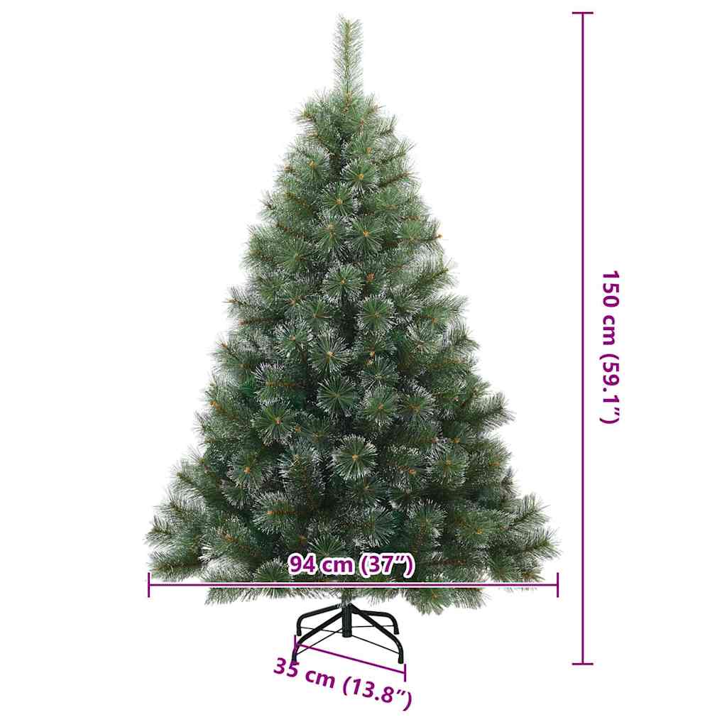 Konstgjord Vikbar Julgran Snö Flocked Grön 150 cm PVC, stål