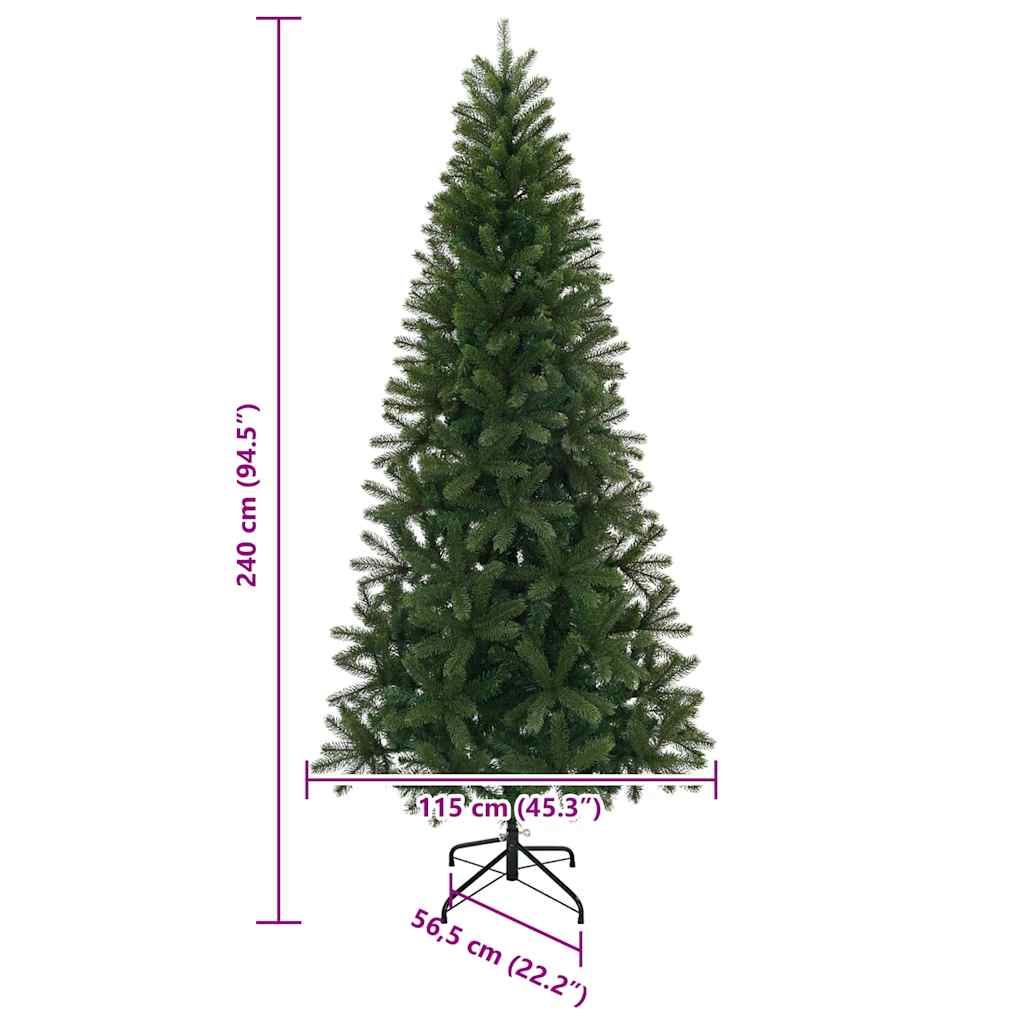 Konstgjord julgran med stativ Grön 240 cm PVC, PE och stål