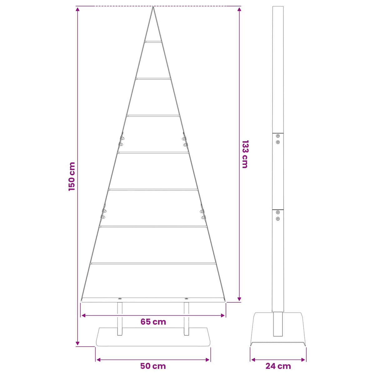 Metall julgran med stativ Svart 150 cm Stål
