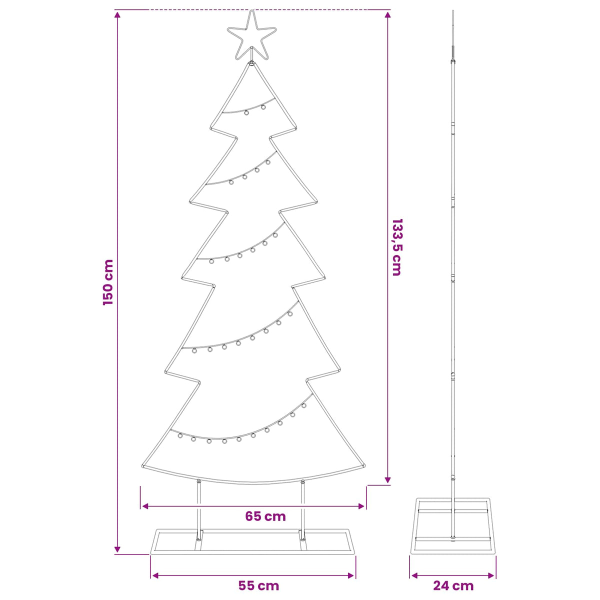 Metall julgran Svart 150 cm Stål
