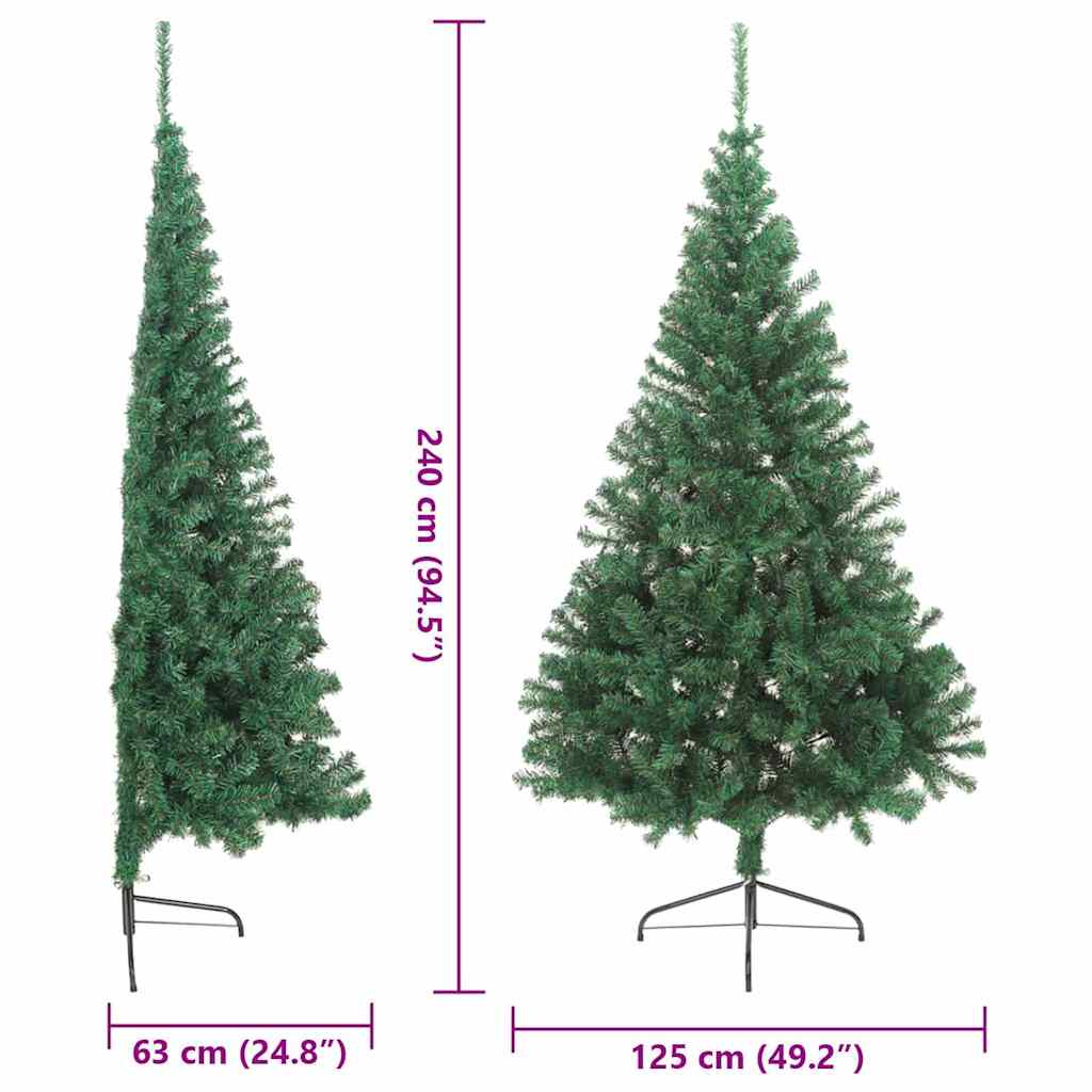 Konstgjord Förbelyst Julgran med 300 LED-lampor Grön 240 cm PVC