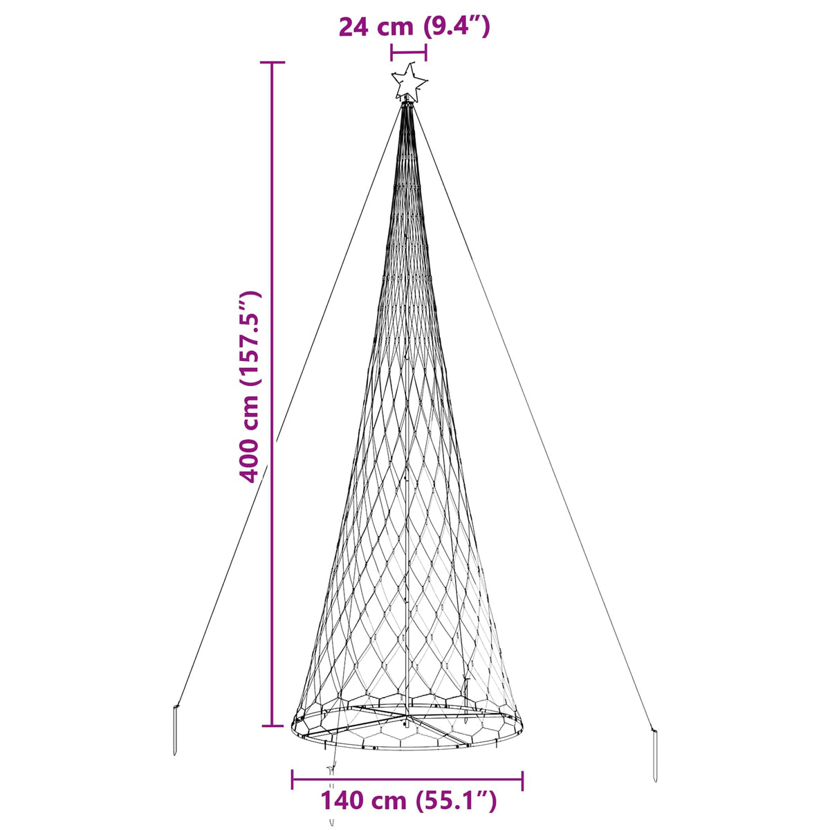 LED Julgran Flerfärgsdesign 399 cm Metall
