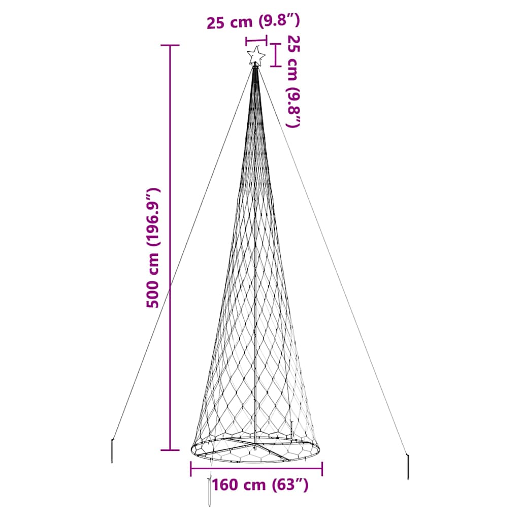 LED Julgran med 555 LED-lampor med stativ Varmvit 500 cm Metall