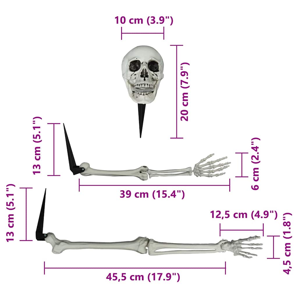 Halloween Skelett med Markspikar Vit 45,5 x 13 cm Polypropylen