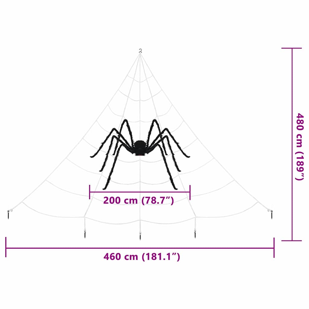 Halloween-spindel dekoration med nät 2 st Svart och vit 200 cm