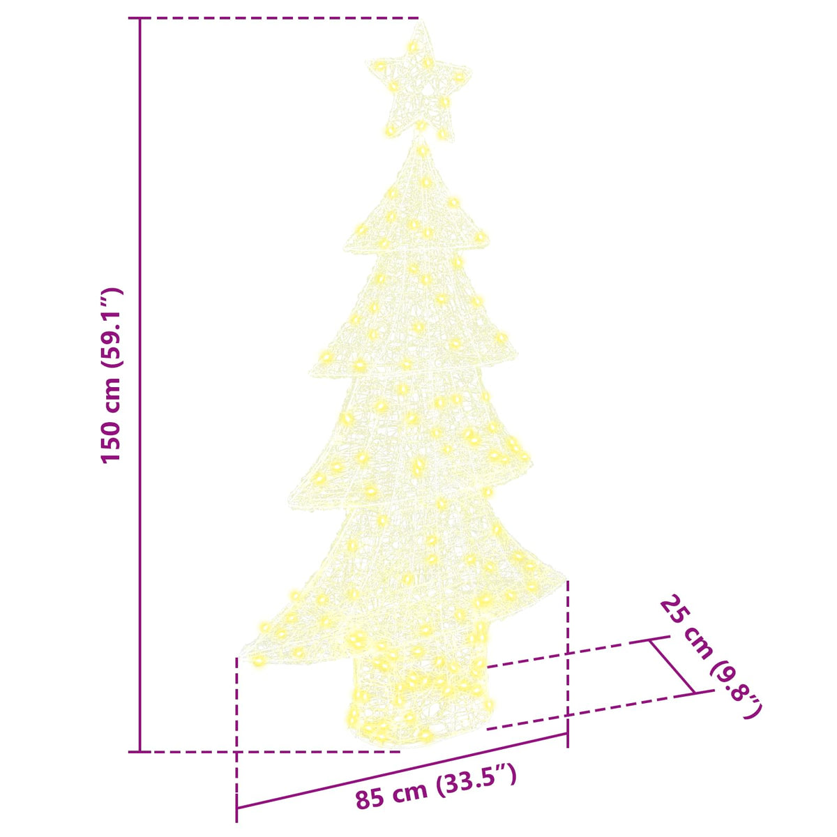 Julgran 160 LED-lampor Varmvit 150 cm Akryl